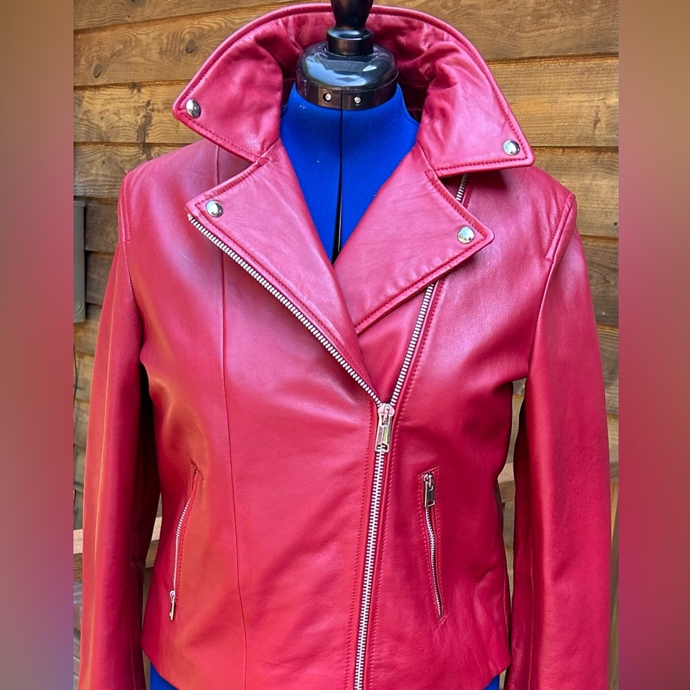 Mango Cherry Leather Jacket